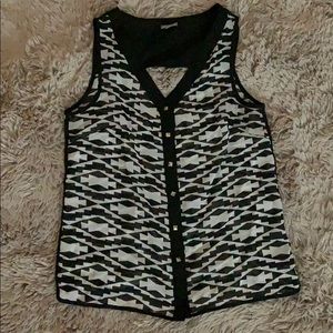 Charlotte Russe V-neck button down sheer tank top.